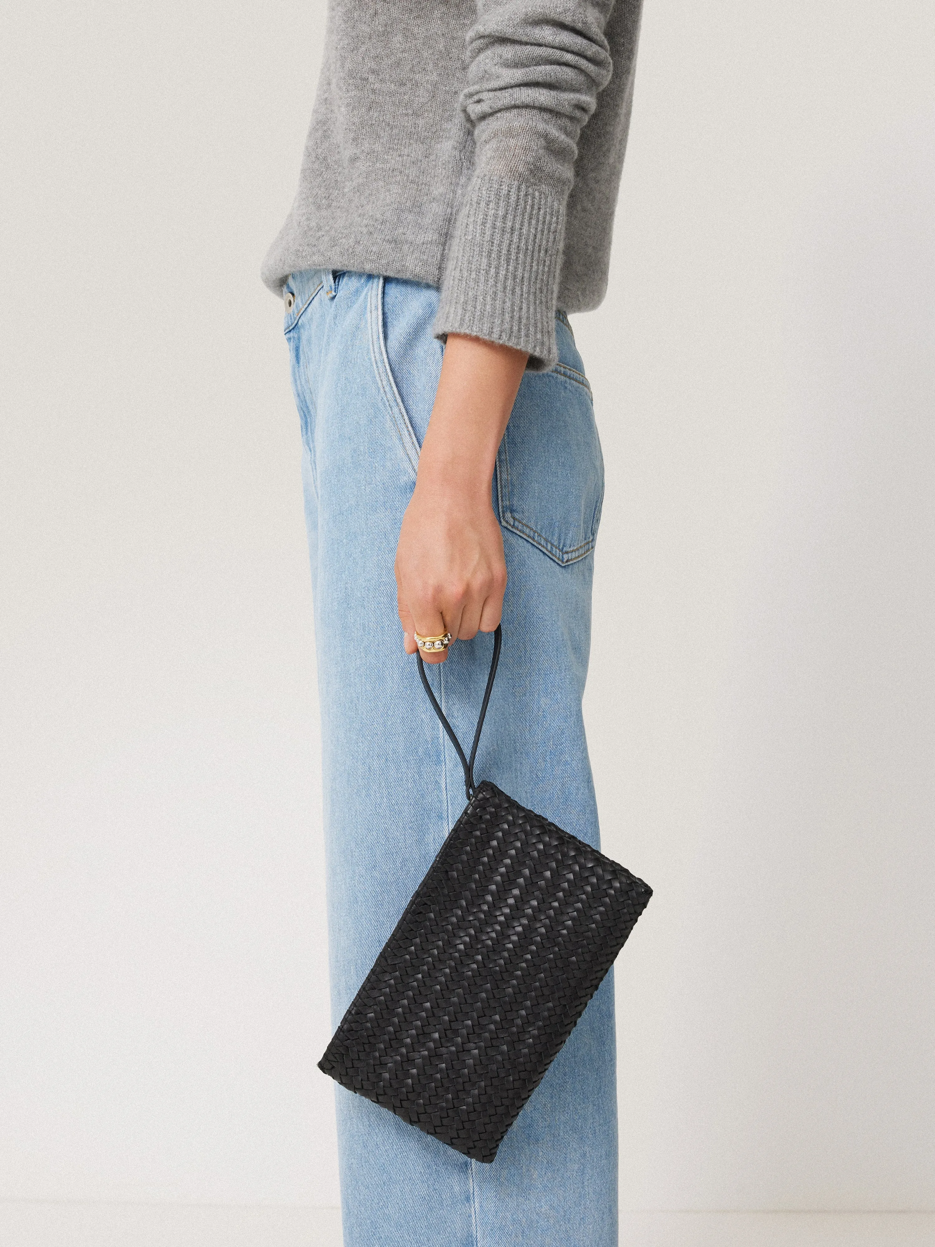 Woven Leather Pouch | Black