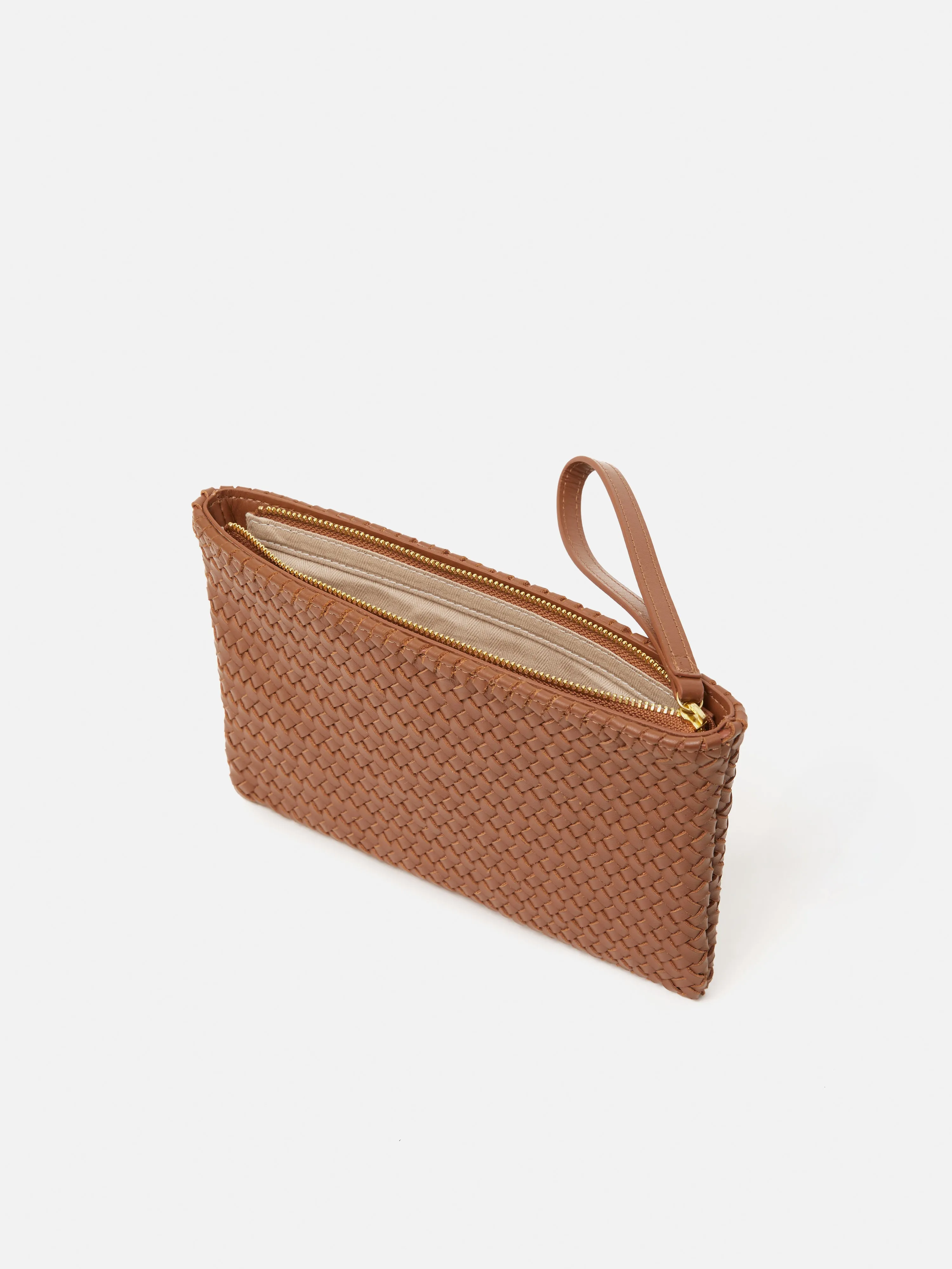 Woven Leather Pouch | Tan